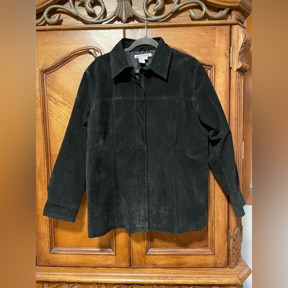 AMI Suede Leather Front Zip Jacket Slim Fit Men's XL Black A.M.I. - Picture 1 of 12